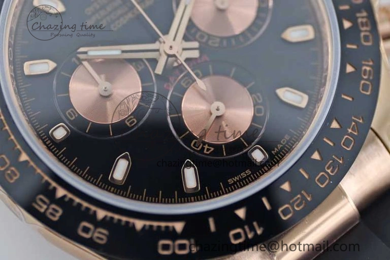 Daytona 116515 RG TWF 1:1 Best Edition 904L Steel Black RG Dial on Oysterflex Strap A UrbanChic 2415
