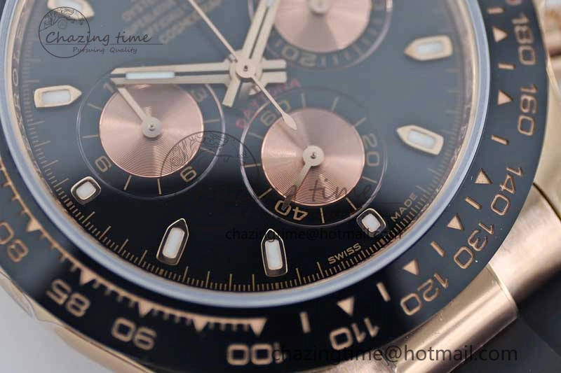 Daytona 116515 RG TWF 1:1 Best Edition 904L Steel Black RG Dial on Oysterflex Strap A UrbanChic 2415