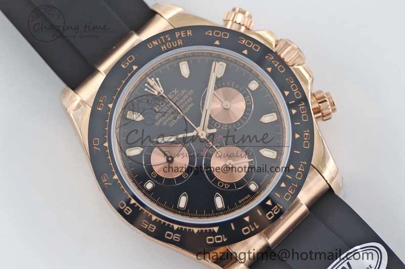 Daytona 116515 RG TWF 1:1 Best Edition 904L Steel Black RG Dial on Oysterflex Strap A UrbanChic 2415