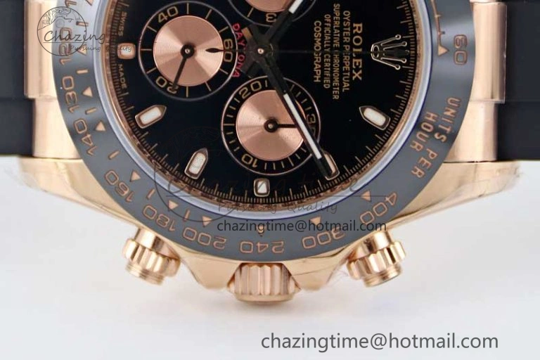 Daytona 116515 RG TWF 1:1 Best Edition 904L Steel Black RG Dial on Oysterflex Strap A UrbanChic 2415