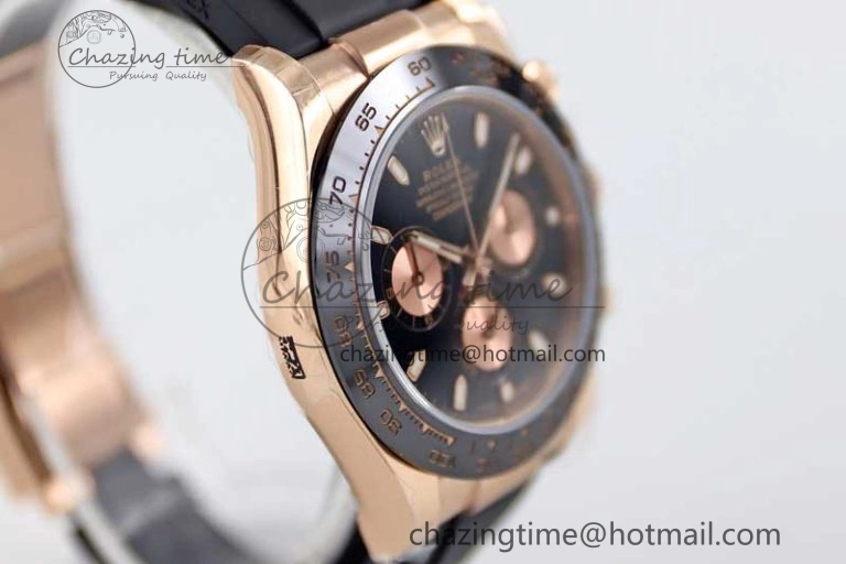 Daytona 116515 RG TWF 1:1 Best Edition 904L Steel Black RG Dial on Oysterflex Strap A UrbanChic 2415