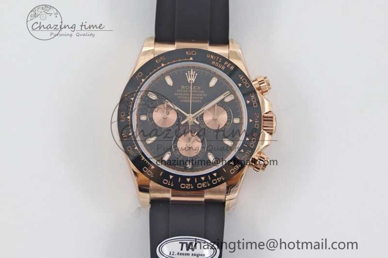 Daytona 116515 RG TWF 1:1 Best Edition 904L Steel Black RG Dial on Oysterflex Strap A UrbanChic 2415