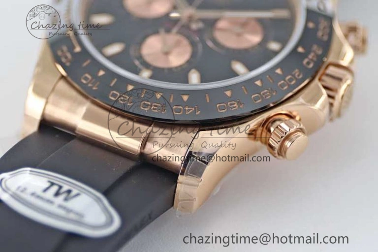Daytona 116515 RG TWF 1:1 Best Edition 904L Steel Black RG Dial on Oysterflex Strap A UrbanChic 2415