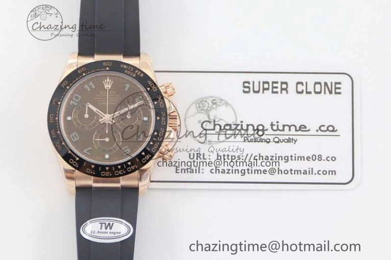 Daytona 116515 RG TWF 1:1 Best Edition 904L Steel Brown Roman Dial on Oysterflex Strap A Sleek 2418