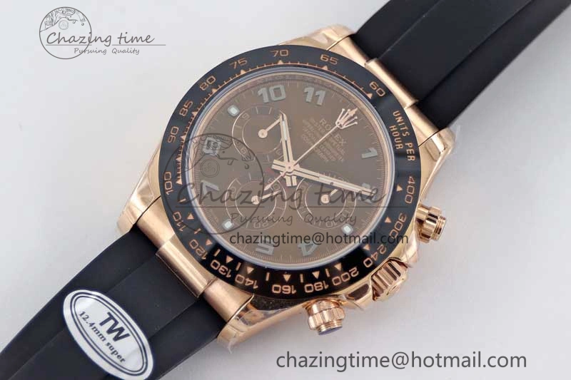 Daytona 116515 RG TWF 1:1 Best Edition 904L Steel Brown Roman Dial on Oysterflex Strap A Sleek 2418