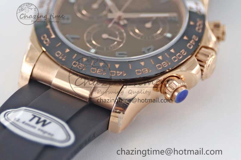 Daytona 116515 RG TWF 1:1 Best Edition 904L Steel Brown Roman Dial on Oysterflex Strap A Sleek 2418