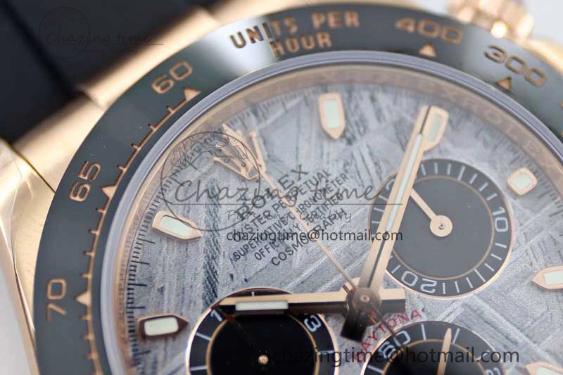 Upgraded Daytona 116515 RG TWF 1:1 Best Edition 904L Steel Gray Meteorite Black Dial on Oysterflex Strap A 2414