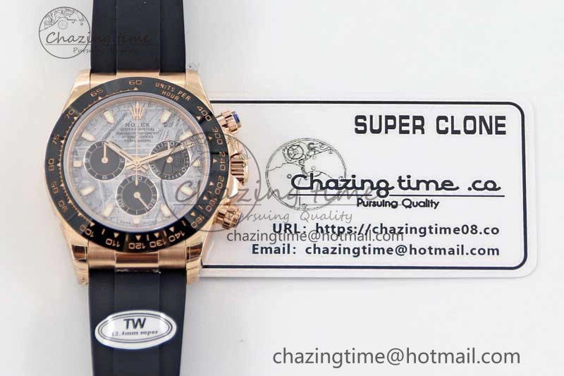 Upgraded Daytona 116515 RG TWF 1:1 Best Edition 904L Steel Gray Meteorite Black Dial on Oysterflex Strap A 2414