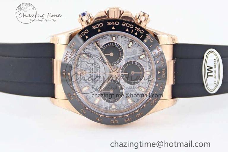 Upgraded Daytona 116515 RG TWF 1:1 Best Edition 904L Steel Gray Meteorite Black Dial on Oysterflex Strap A 2414