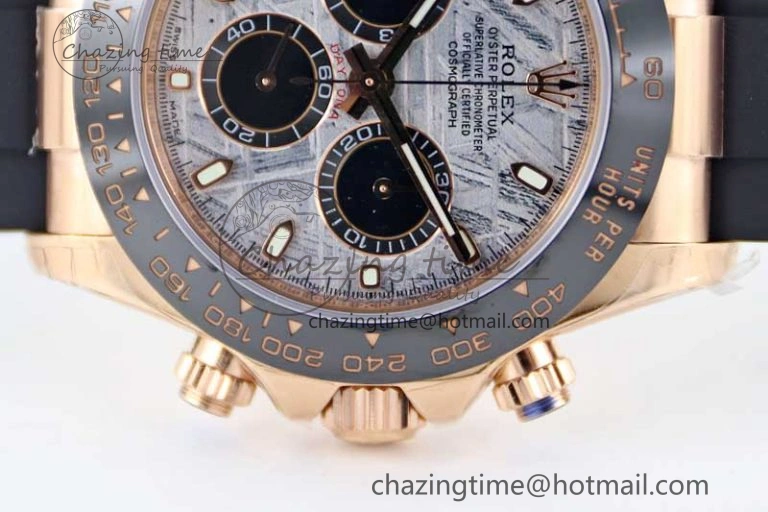 Upgraded Daytona 116515 RG TWF 1:1 Best Edition 904L Steel Gray Meteorite Black Dial on Oysterflex Strap A 2414