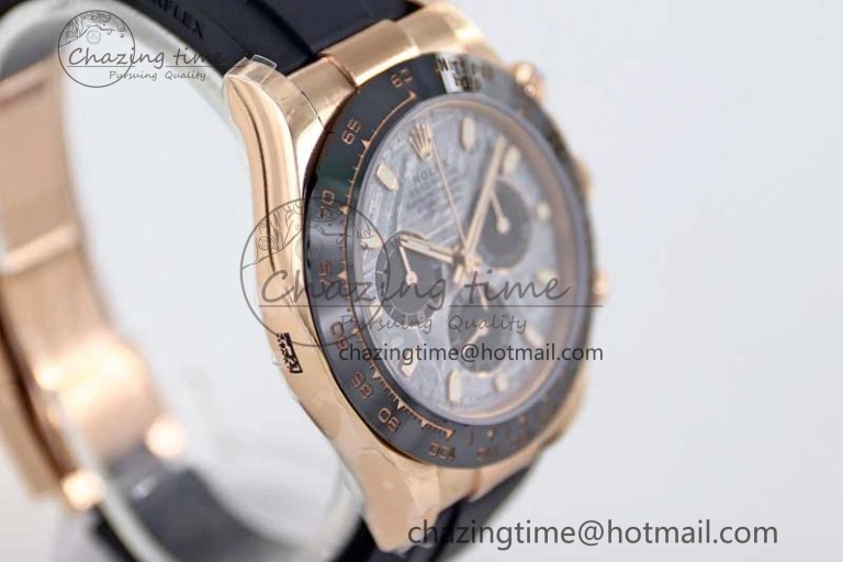 Upgraded Daytona 116515 RG TWF 1:1 Best Edition 904L Steel Gray Meteorite Black Dial on Oysterflex Strap A 2414