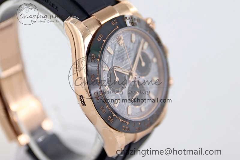 Upgraded Daytona 116515 RG TWF 1:1 Best Edition 904L Steel Gray Meteorite Black Dial on Oysterflex Strap A 2414