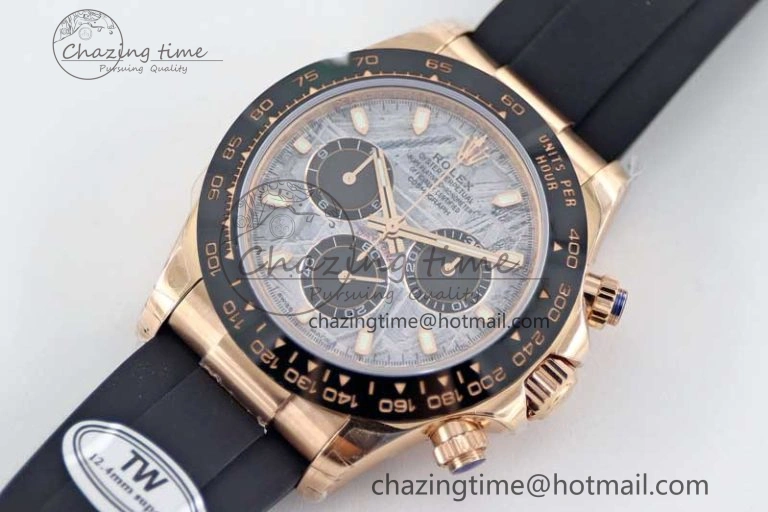 Upgraded Daytona 116515 RG TWF 1:1 Best Edition 904L Steel Gray Meteorite Black Dial on Oysterflex Strap A 2414