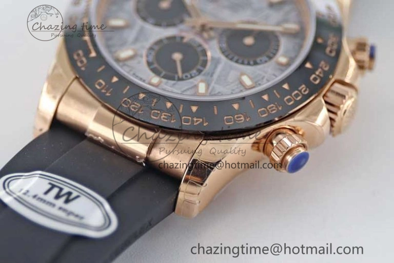 Upgraded Daytona 116515 RG TWF 1:1 Best Edition 904L Steel Gray Meteorite Black Dial on Oysterflex Strap A 2414