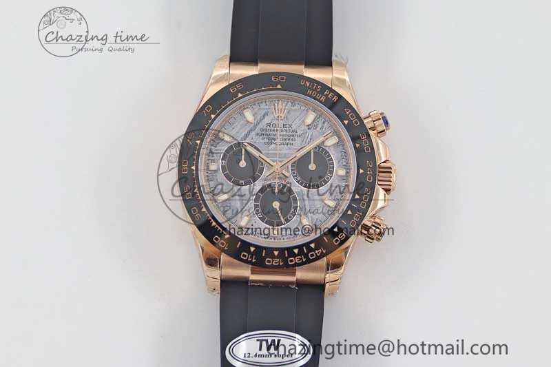 Upgraded Daytona 116515 RG TWF 1:1 Best Edition 904L Steel Gray Meteorite Black Dial on Oysterflex Strap A 2414