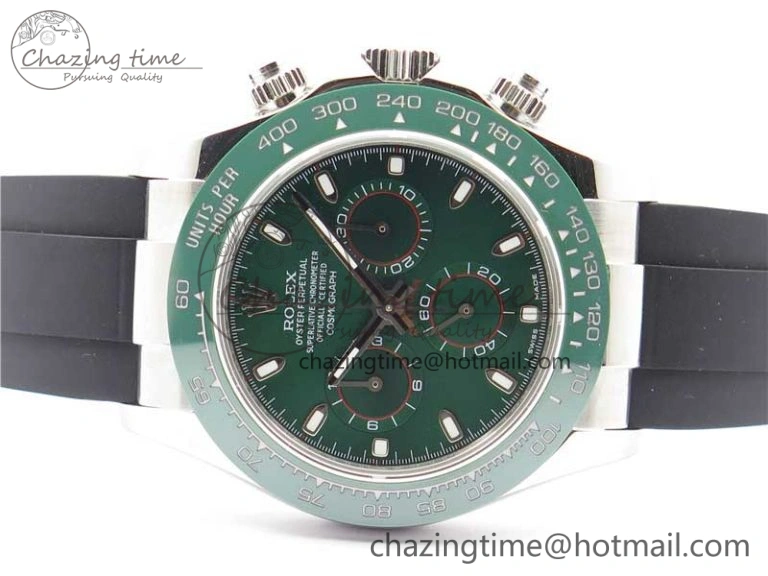 Daytona 116515 SS UBF Best Edition Green Stick Markers Dial on Rubber Strap A Functional 2948