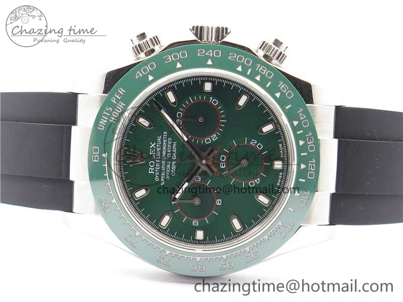 Daytona 116515 SS UBF Best Edition Green Stick Markers Dial on Rubber Strap A Functional 2948