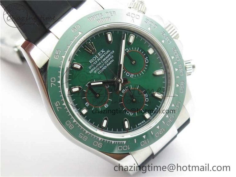 Daytona 116515 SS UBF Best Edition Green Stick Markers Dial on Rubber Strap A Functional 2948
