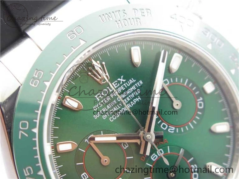 Daytona 116515 SS UBF Best Edition Green Stick Markers Dial on Rubber Strap A Functional 2948