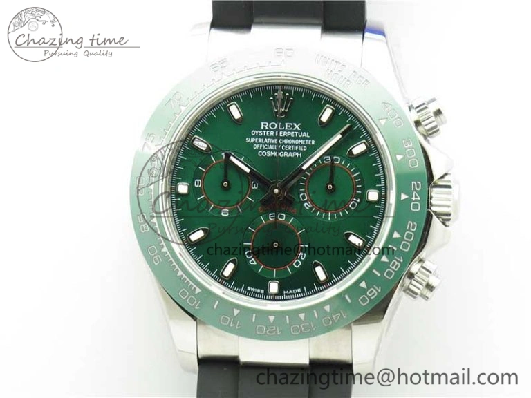 Daytona 116515 SS UBF Best Edition Green Stick Markers Dial on Rubber Strap A Functional 2948