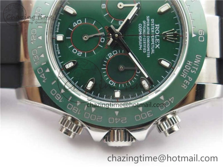 Daytona 116515 SS UBF Best Edition Green Stick Markers Dial on Rubber Strap A Functional 2948