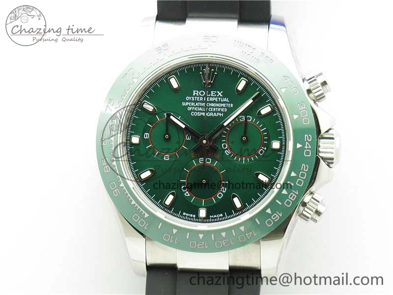 Daytona 116515 SS UBF Best Edition Green Stick Markers Dial on Rubber Strap A Functional 2948