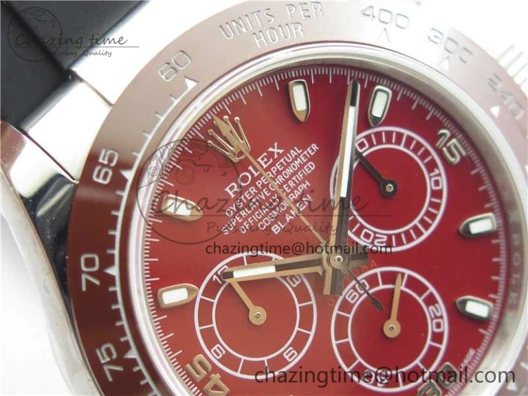 StreetReady Daytona 116515 SS UBF Best Edition Red Stick Markers Dial on Rubber Strap A 2943