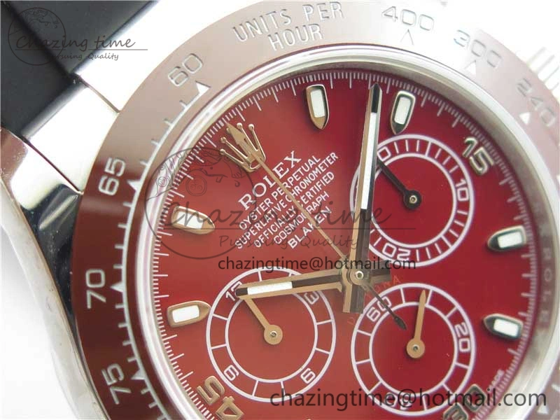 StreetReady Daytona 116515 SS UBF Best Edition Red Stick Markers Dial on Rubber Strap A 2943