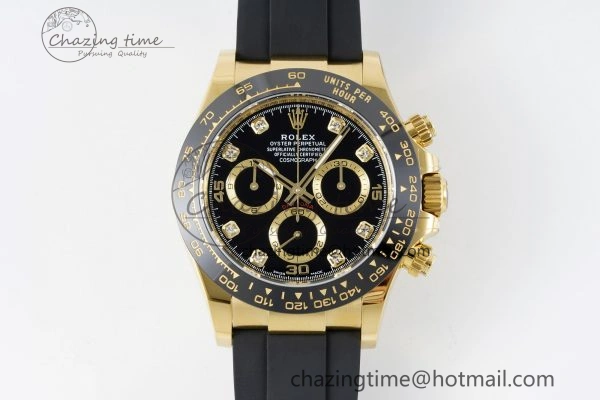 FashionForward Daytona 116518 BTF 1:1 Best Edition Black Diamonds Dial on Oysterflex Rubber Strap SA4130 V 2258
