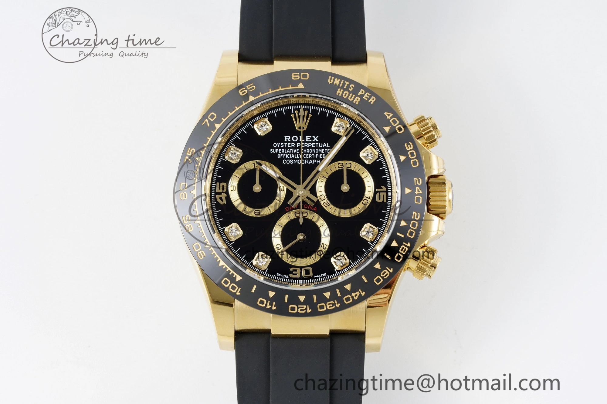 FashionForward Daytona 116518 BTF 1:1 Best Edition Black Diamonds Dial on Oysterflex Rubber Strap SA4130 V 2258