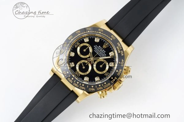 FashionForward Daytona 116518 BTF 1:1 Best Edition Black Diamonds Dial on Oysterflex Rubber Strap SA4130 V 2258