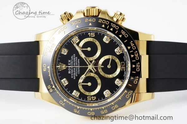 FashionForward Daytona 116518 BTF 1:1 Best Edition Black Diamonds Dial on Oysterflex Rubber Strap SA4130 V 2258