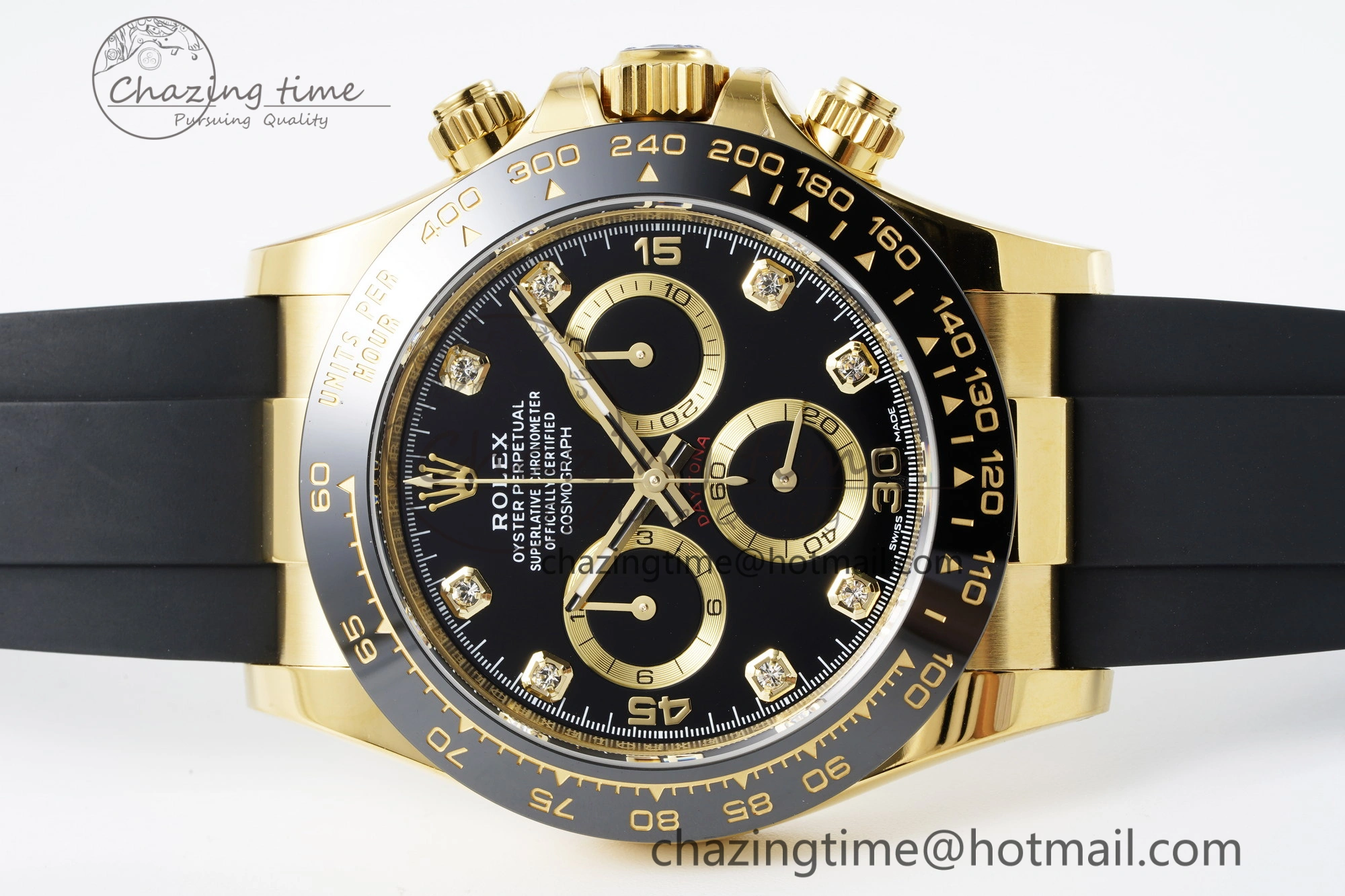 FashionForward Daytona 116518 BTF 1:1 Best Edition Black Diamonds Dial on Oysterflex Rubber Strap SA4130 V 2258