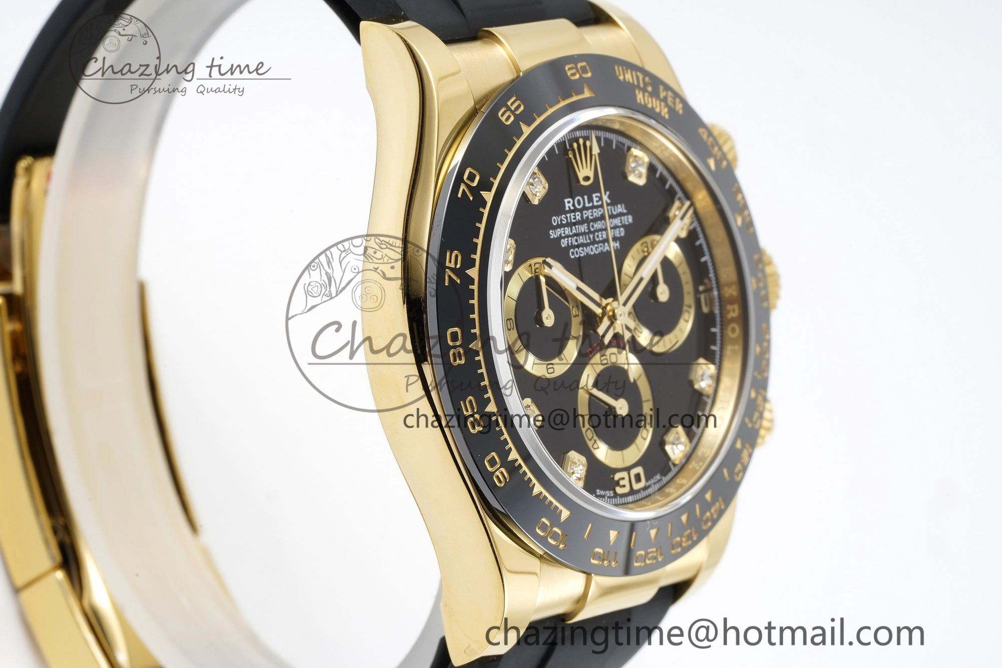 FashionForward Daytona 116518 BTF 1:1 Best Edition Black Diamonds Dial on Oysterflex Rubber Strap SA4130 V 2258