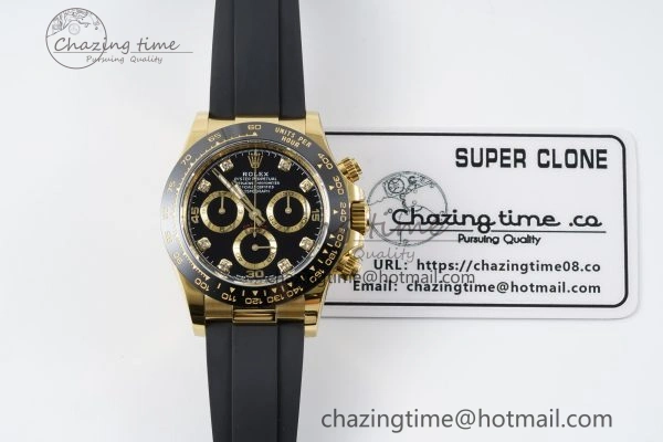 FashionForward Daytona 116518 BTF 1:1 Best Edition Black Diamonds Dial on Oysterflex Rubber Strap SA4130 V 2258