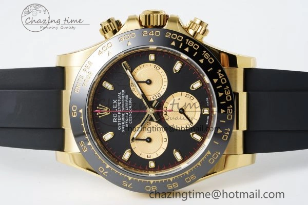Daytona 116518 BTF 1:1 Best Edition Paul Newman Black YG Dial on Oysterflex Rubber Strap SA4130 V Unisex 2259