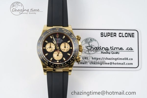 Daytona 116518 BTF 1:1 Best Edition Paul Newman Black YG Dial on Oysterflex Rubber Strap SA4130 V Unisex 2259