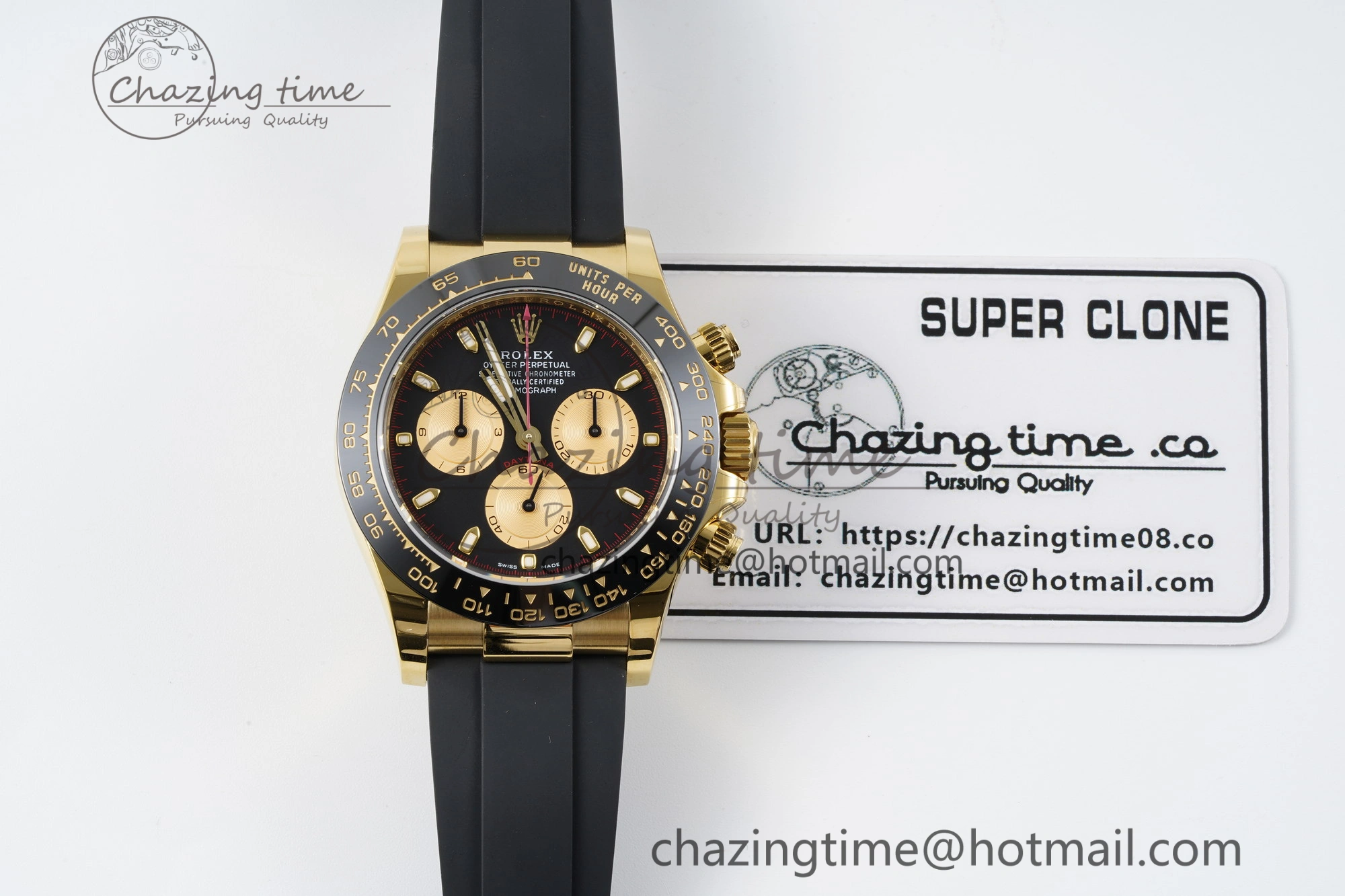 Daytona 116518 BTF 1:1 Best Edition Paul Newman Black YG Dial on Oysterflex Rubber Strap SA4130 V Unisex 2259