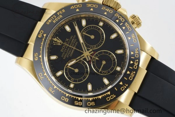 Resilient Daytona 116518 Clean 1:1 Best Edition Black Dial on Oysterflex Rubber Strap SA4130 V 2255