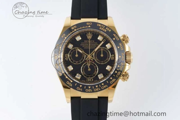 Daytona 116518 Clean 1:1 Best Edition Black Diamonds Dial on Oysterflex Rubber Strap SA4130 V Efficient 2170