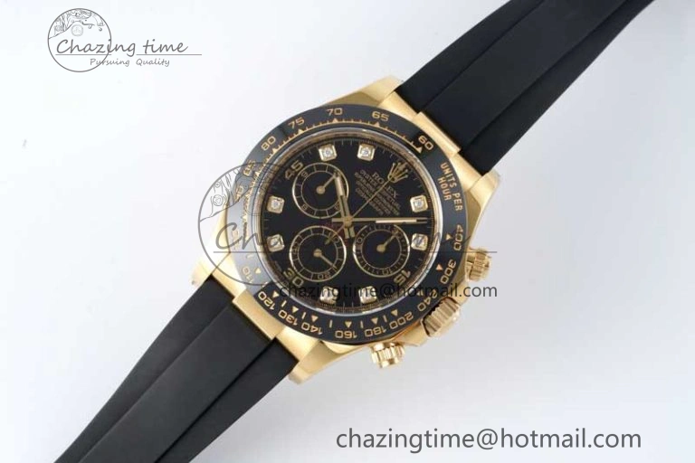 Daytona 116518 Clean 1:1 Best Edition Black Diamonds Dial on Oysterflex Rubber Strap SA4130 V Efficient 2170