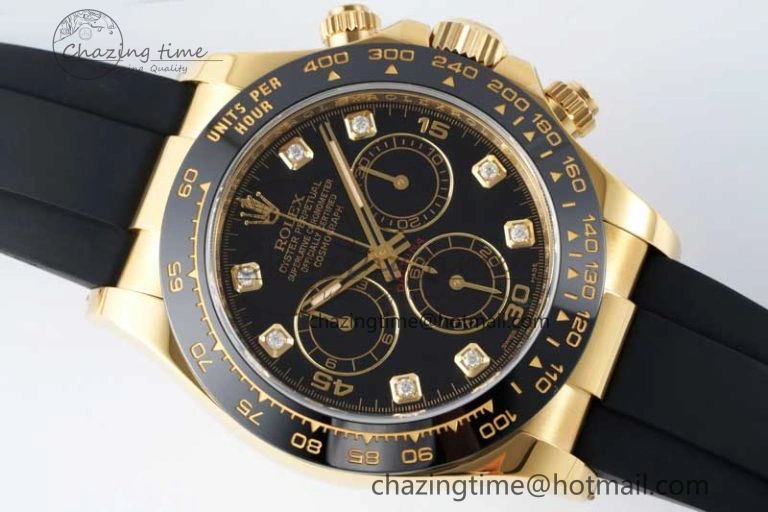 Daytona 116518 Clean 1:1 Best Edition Black Diamonds Dial on Oysterflex Rubber Strap SA4130 V Efficient 2170