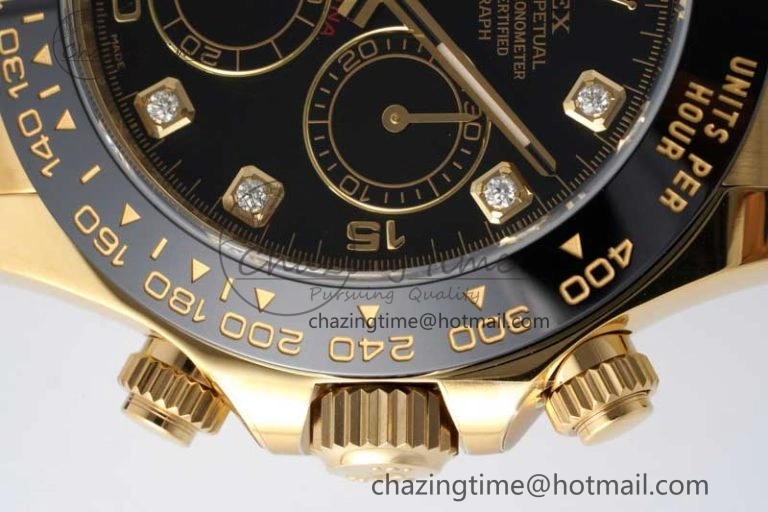 Daytona 116518 Clean 1:1 Best Edition Black Diamonds Dial on Oysterflex Rubber Strap SA4130 V Efficient 2170