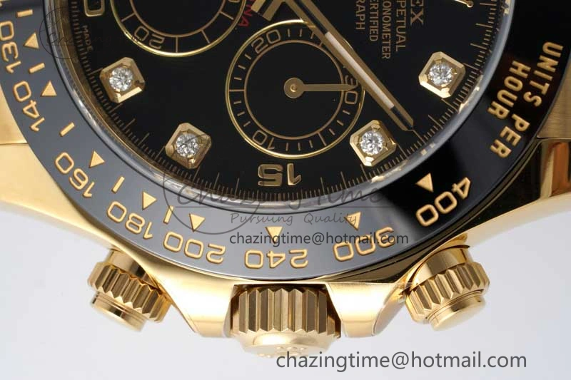 Daytona 116518 Clean 1:1 Best Edition Black Diamonds Dial on Oysterflex Rubber Strap SA4130 V Efficient 2170