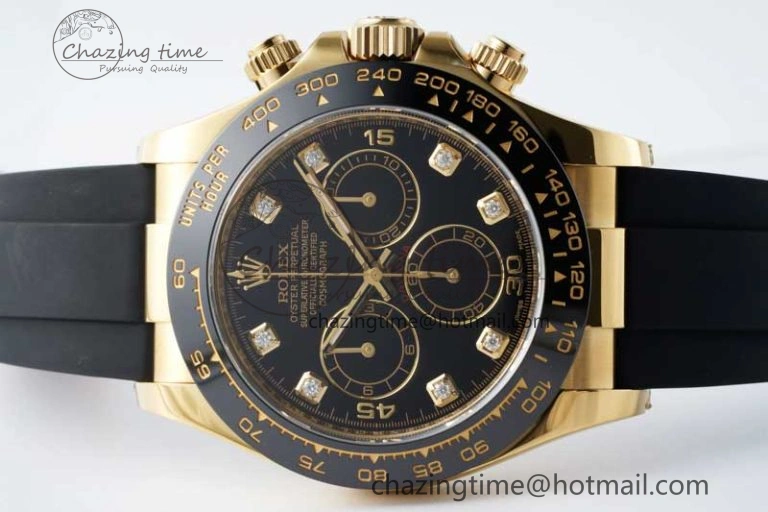 Daytona 116518 Clean 1:1 Best Edition Black Diamonds Dial on Oysterflex Rubber Strap SA4130 V Efficient 2170