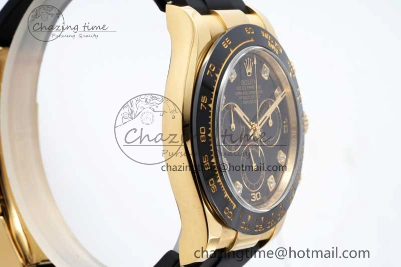 Daytona 116518 Clean 1:1 Best Edition Black Diamonds Dial on Oysterflex Rubber Strap SA4130 V Efficient 2170