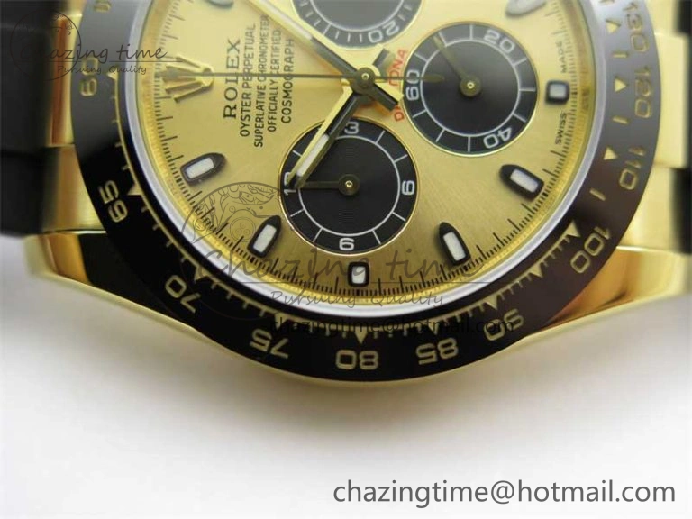 UrbanStyle Daytona 116518 KKF 1:1 Best Edition 904L Steel YG Black Dial on Rubber Strap A 2455