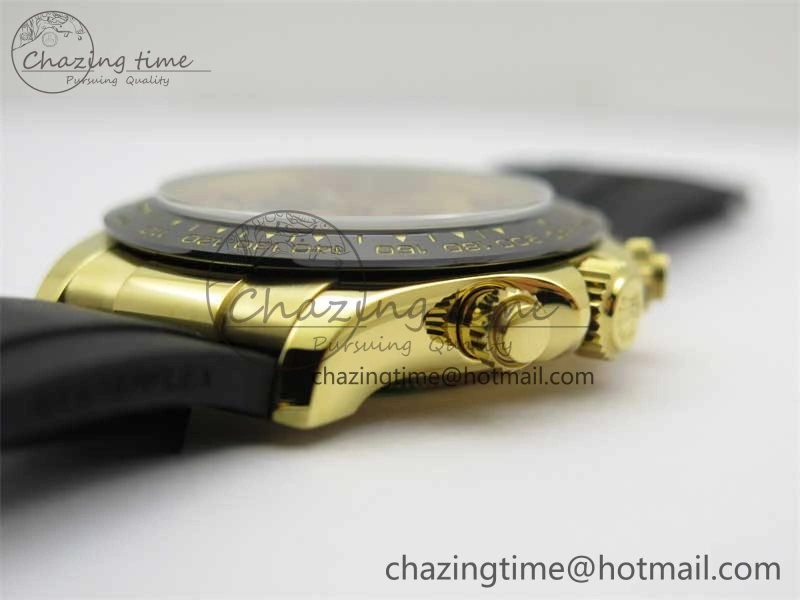 UrbanStyle Daytona 116518 KKF 1:1 Best Edition 904L Steel YG Black Dial on Rubber Strap A 2455
