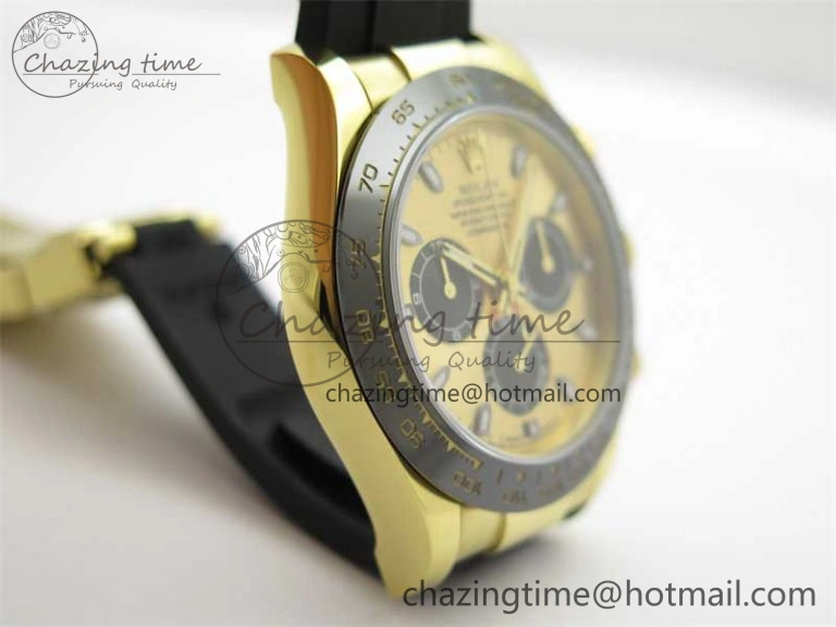 UrbanStyle Daytona 116518 KKF 1:1 Best Edition 904L Steel YG Black Dial on Rubber Strap A 2455