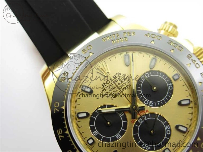 UrbanStyle Daytona 116518 KKF 1:1 Best Edition 904L Steel YG Black Dial on Rubber Strap A 2455